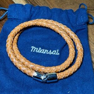 Miansai light Brown Leather D Wrap Bracelet with SS.925